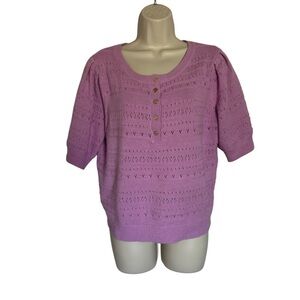 Draper James Lavender Short Sleeve Knit Sweater